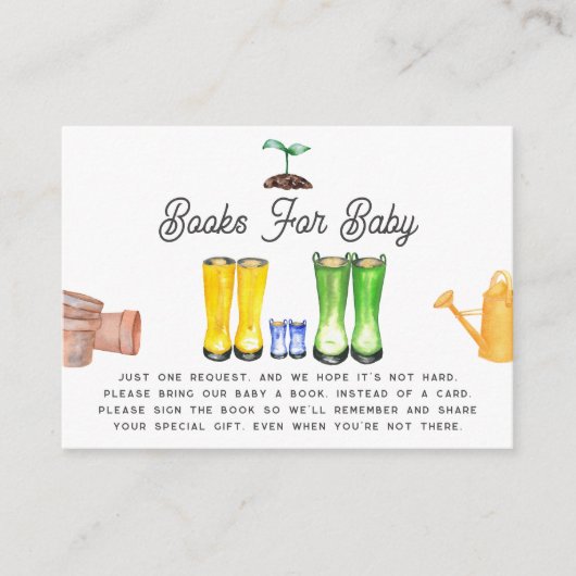 芽の少ない青い園芸本のリクエスト エンクロージャーカード (正面)