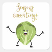 芽キャッおもしろいシュ挨拶 スクエアシール (正面)