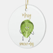 芽キャッおもしろいシュ挨拶 セラミックオーナメント (左)