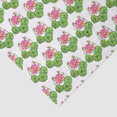 芽及び葉を持つ水彩画のピンクのはす 薄葉紙 (詳細)