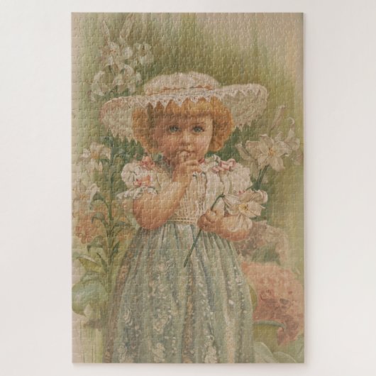 「芽生えるイースター」ヴィンテージイラスト、1890年頃 ジグソーパズル (縦)