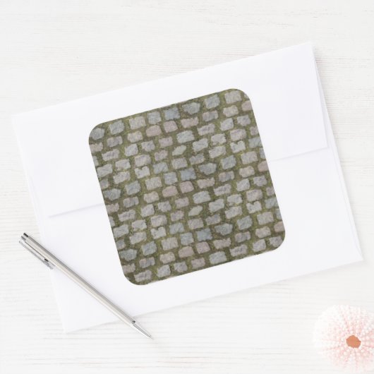 苔で覆われた石畳の道路のパターンのテクスチャ スクエアシール (封筒)