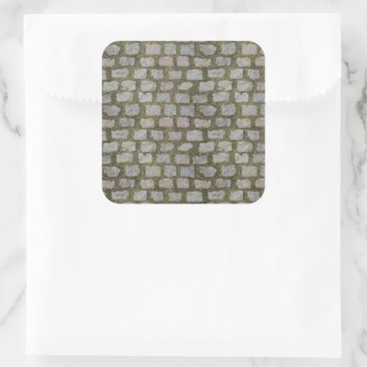 苔で覆われた石畳の道路のパターンのテクスチャ スクエアシール (バッグ)