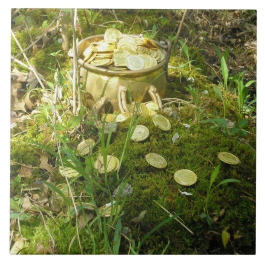 「苔の中の金ゴールドに対するレプレショーーンのポット!」 タイル (正面)