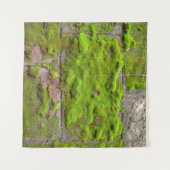 苔の壁の緑の岩のテクスチャ タペストリー (正面(横))