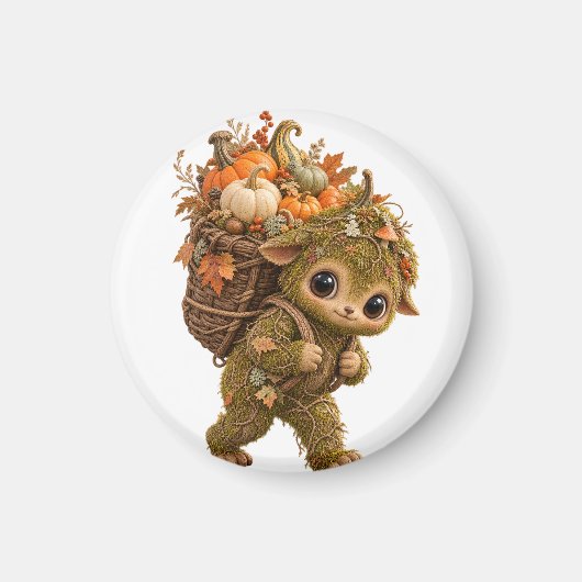 苔の妖精のかぼちゃキーチェーン マグネット (正面)