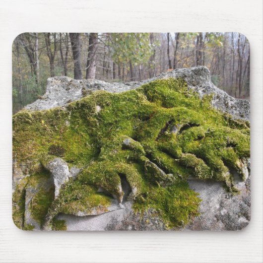 苔むした壊れた墓石 マウスパッド (正面)