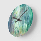 苔むした手描き抽象芸術 ラウンド壁時計 (傾斜)