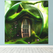 苔むした森のガラスの球体の妖精の家 キャンバスプリント (インサイチュ (ウッドフロア))