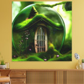 苔むした森のガラスの球体の妖精の家 キャンバスプリント (インサイチュ (リビング))