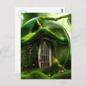 苔むした森のガラスの球体の妖精の家 ポストカード (正面/裏面)