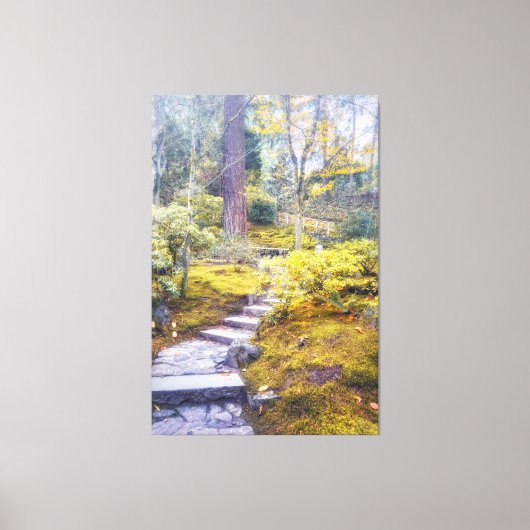 苔むした森の石道 キャンバスプリント (正面)