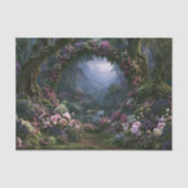 苔むした樹木のアーチのデコパージュ 森の谷 薄葉紙 (正面)