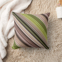 苔むした樹皮の茶色と緑のストライプと格子状 クッション