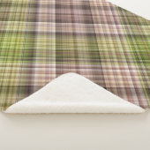 苔むした樹皮茶色と緑の格子縞 シェルパブランケット (3/4)