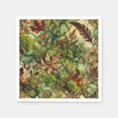 苔むした秋の森アルコールインクデカップージ紙 スタンダードカクテルナプキン (正面)