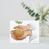 苗を持つ人の手を閉じる ポストカード (スタンド正面)