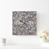 苗字の石 スクエア壁時計 (ホーム)