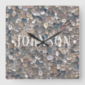 苗字の石 スクエア壁時計 (正面)