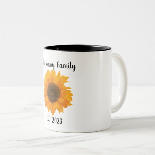 苗字マグ付き黄色のひまわりアート ツートーンマグカップ (正面右)
