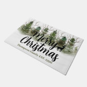 苗字白雪と松かわいいトナカイ ドアマット (アングル)