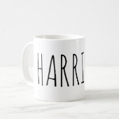 苗字 マーカーペンエフェクト 黒と白 コーヒーマグカップ (正面左)