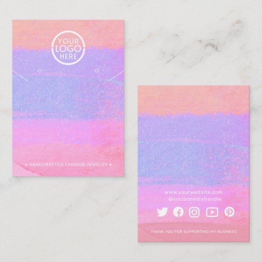 若々しいシックなロゴネックレス&イヤリングディスプレイ コーリングカード (正面/裏面)