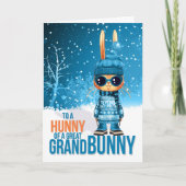 若いひ孫のかわいく青いクリスマスのバニーのため シーズンカード (正面)