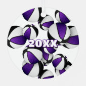 若いアスリートキープサキーパープルブラックバスケット メタルオーナメント (裏面)