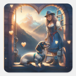 若いアルプスの少女と彼女の愛するダシュント スクエアシール