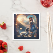 若いアルプスの少女と彼女の愛するダシュント スタンダードカクテルナプキン (インサイチュ)