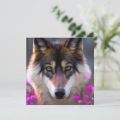若いオオカミの明るい赤紫色ピンクの花 カード (スタンド正面)