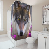 若いオオカミの明るい赤紫色ピンクの花 シャワーカーテン (インサイチュ)