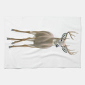 若いオジロ鹿の木びき台の台所タオル キッチンタオル (横)