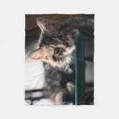 若いオスの虎猫猫2 フリースブランケット (正面)