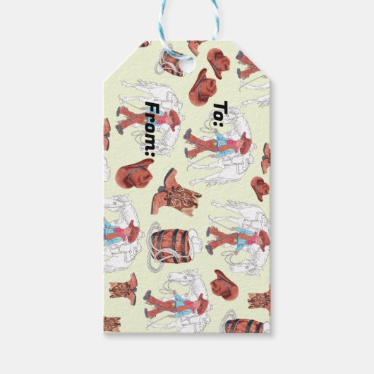 若いカウボーイと馬のギフトタグ ウエスタン ギフトタグ (正面)