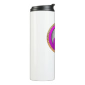 若いカップルのピンクキスをするのシルエット タンブラー (回転左)