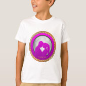 若いカップルのピンクキスをするのシルエット Tシャツ (正面)