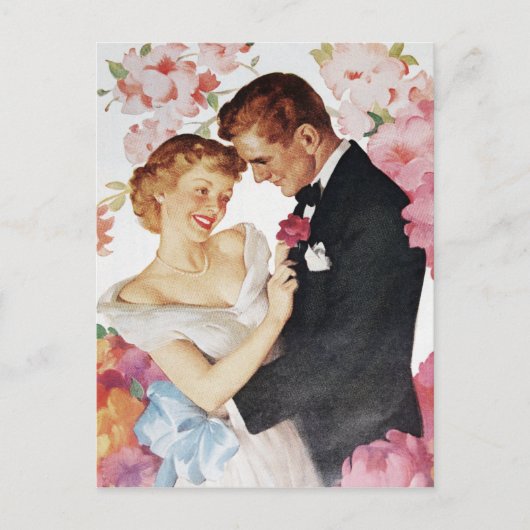 若いカップルのフォーマル衣服 ポストカード (正面)