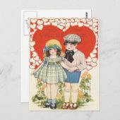 若いカップルハートハートデイジー ポストカード (正面/裏面)