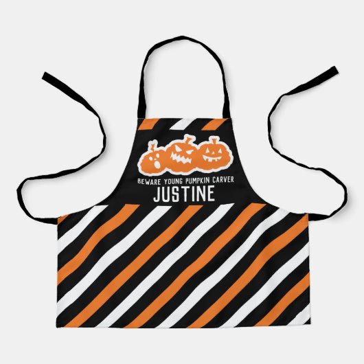 若いカボチャのカーバー怖いカボチャのストライプ エプロン (正面)