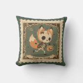 若いキツネスケルトンハロウィーン枕 クッション (正面)