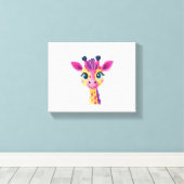 若いキリンの陽気で気まぐれなデザイン キャンバスプリント (インサイチュ (ウッドフロア))