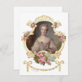 若いクイーンマリー・アントワネットピンクのバラのカード (正面/裏面)