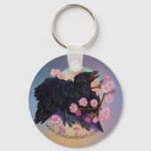 若いクスの幼鳥と桜の花 キーホルダー (正面)