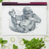 . .若いサルの人生 キッチンタオル (折り畳み)