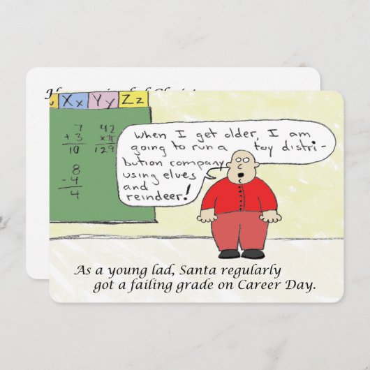 若いサンタのフラットホリデーカード シーズンカード (正面/裏面)