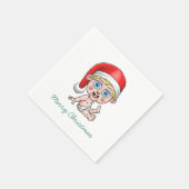 若いサンタクロースからのメリークリスマス スタンダードカクテルナプキン (角)