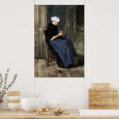 若いシェベニンゲンの女性編み物 ポスター (キッチン)