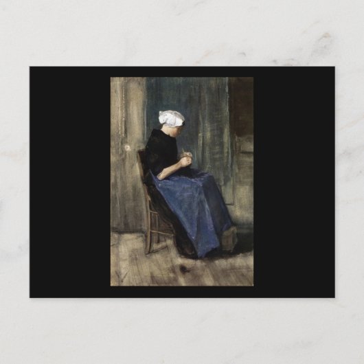 若いシェベニンゲンの女性編み物 ポストカード (正面)